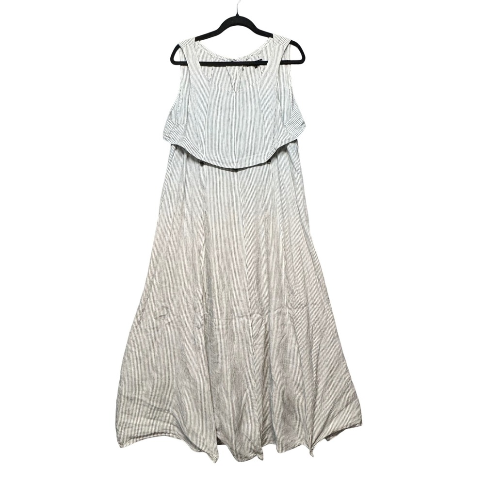 Elm Design Maxi Dress Stripe Linen Blend Sleeveless Boho Lagenlook 4 (8/10 US)